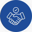 Handshake icon representing agreement or partnership.